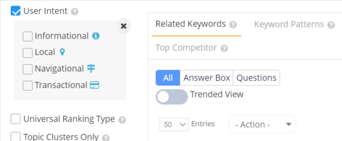 User Intent Filter - Topic Explorer